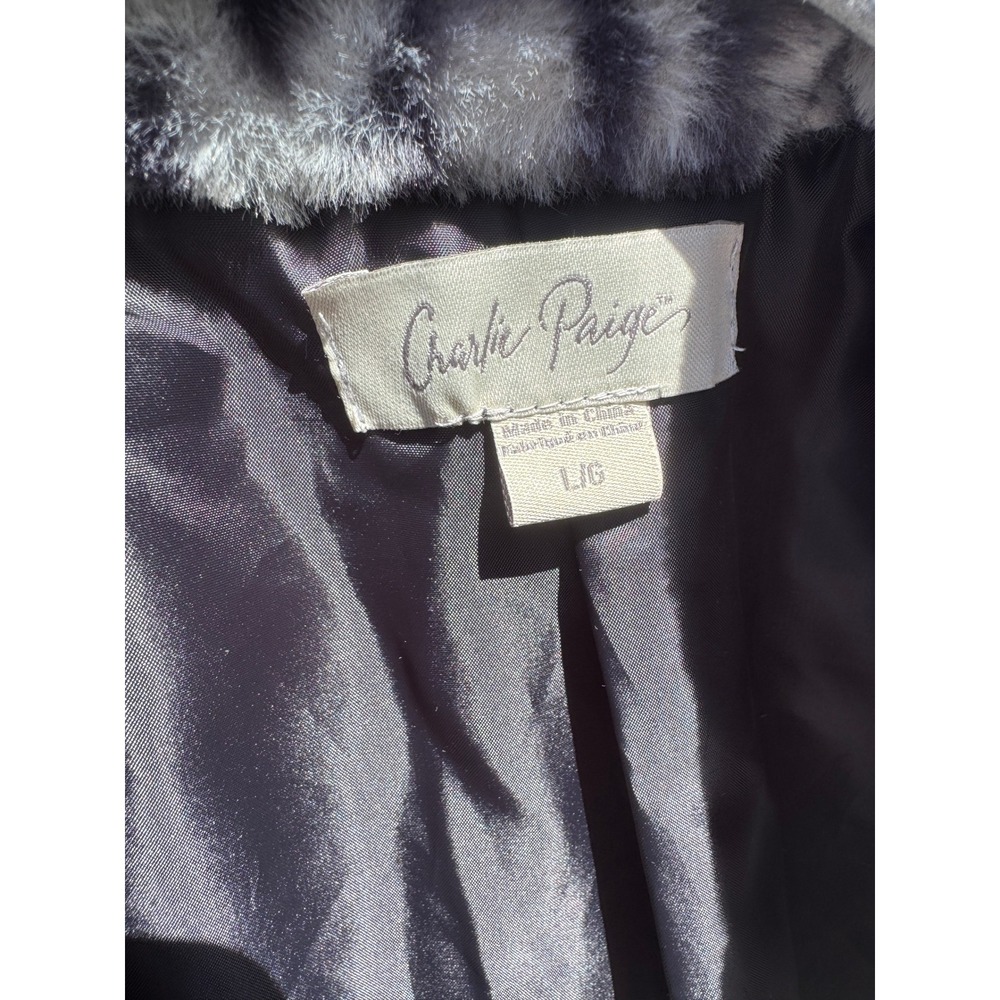 Charlie Paige Faux Fur Leopard Print Vest – Gray & Black – Size Large‎ - Picture 4 of 8